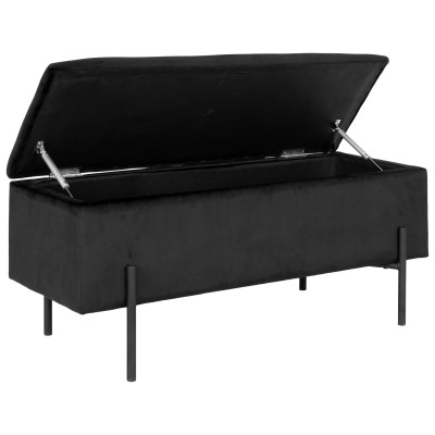 ASHFORD-Panca con contenitore in velluto nero 95 cm