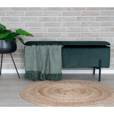 ASHFORD-Panca con contenitore in velluto verde 95 cm