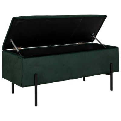 ASHFORD-Banco con almacenaje en terciopelo verde 95 cm