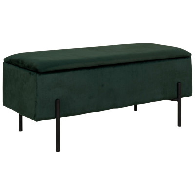 ASHFORD- Banc avec rangement en velours vert 95 cm