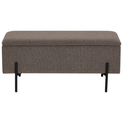 ASHFORD-Banco con almacenaje tapizado en tela bouclé marrón 95 cm