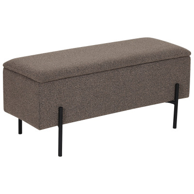 ASHFORD-Banco con almacenaje tapizado en tela bouclé marrón 95 cm