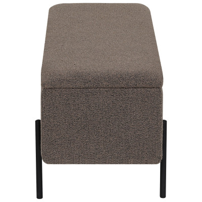 ASHFORD-Banco con almacenaje tapizado en tela bouclé marrón 95 cm