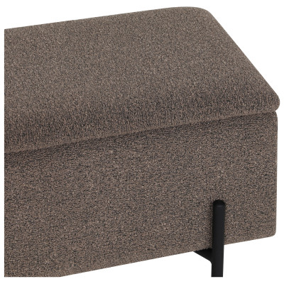 ASHFORD- Banc avec rangement en tissu bouclé marron 95 cm