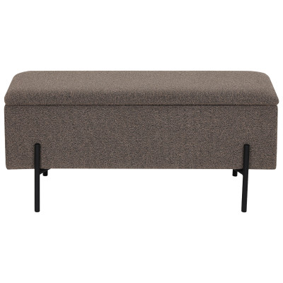 ASHFORD- Banc avec rangement en tissu bouclé marron 95 cm