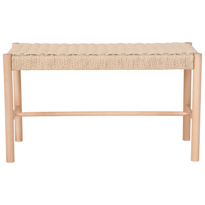 OZY-Banco con mimbre natural y asiento de madera natural 80 cm