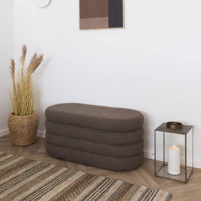 SLICE-Bank mit Stauraum in braunem Bouclé-Stoff 103 cm