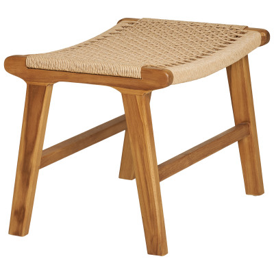 TIKY-Poggiapiedi in teak e rattan