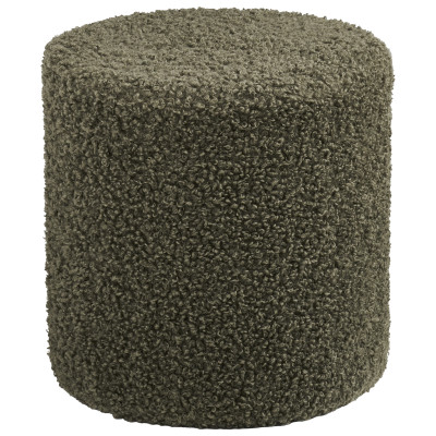 CRUZ-Puf de tela verde con bucles ø34 cm