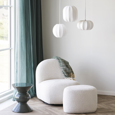 SVIT-Pouf en tissu ecru 55x40 cm