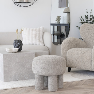HERG-Pouf en tissu chenillé taupe ø43 cm