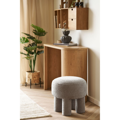 HERG-Pouf in tessuto ciniglia tortora ø43 cm