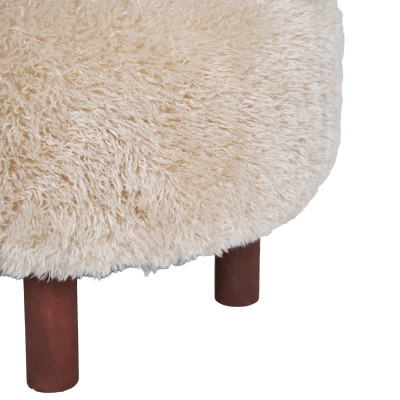 SCOT-Pouf en tissu bouclé beige ø50cm