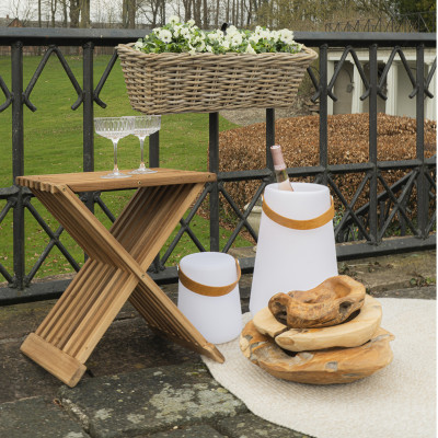 PERTH-Taburete de teca maciza reciclada de 40x35 cm