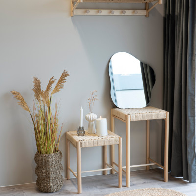 OZY-Sgabello con seduta in vimini naturale e legno naturale 42x42 cm