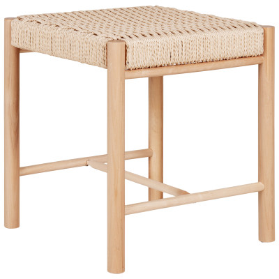OZY-Hocker mit Sitzfläche aus Naturrattan und Naturholz 42 x 42 cm