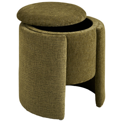 WATT- Pouf in tessuto verde ø42 cm