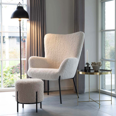 TED-Pouf in tessuto bouclé tortora ø355 cm