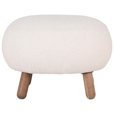 MIMI-Reposapiés de tejido bouclé crudo y madera