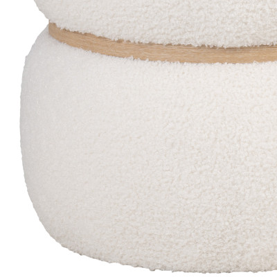 BULL-Pouf aus ecrufarbenem Bouclé-Stoff ø38 cm
