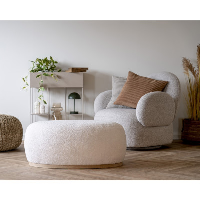 HABY-Pouf en tissu bouclé ecru 54,5x88,5 cm