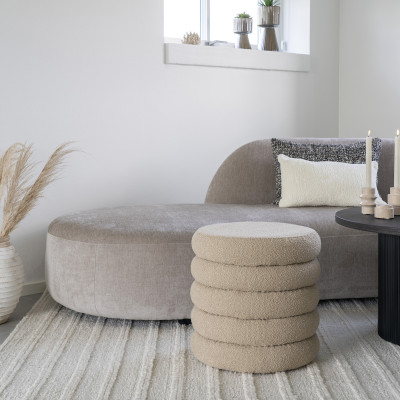 TOW-Puf con almacenaje en tejido de bucle beige ø44 cm