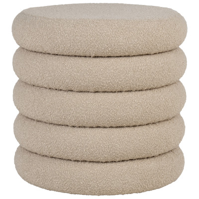 TOW- Pouf avec rangement en tissu bouclé beige ø44 cm