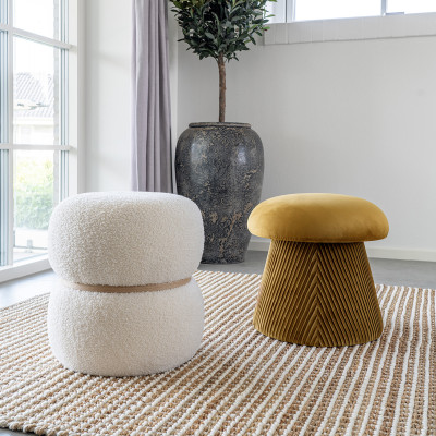 ETNA-Pouf en velours ocre ø41 cm