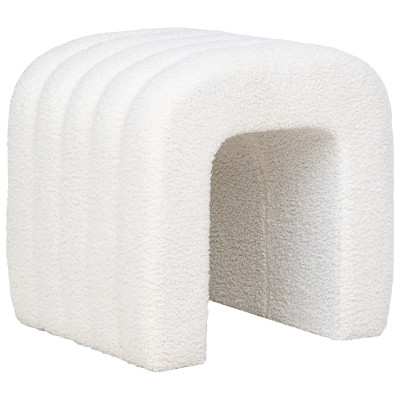 YU-Puf de tejido bouclé crudo 42x41 cm