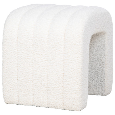 YU-Pouf aus ecrufarbenem Bouclé-Stoff 42x41 cm