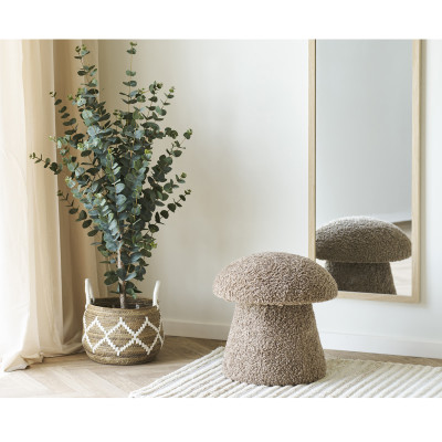 MUSHY-Puf de pelo sintético marrón 45 cm de diámetro