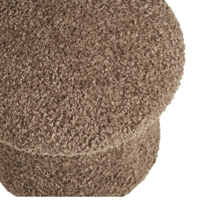 MUSHY-Brauner Kunstfellpouf ø45 cm