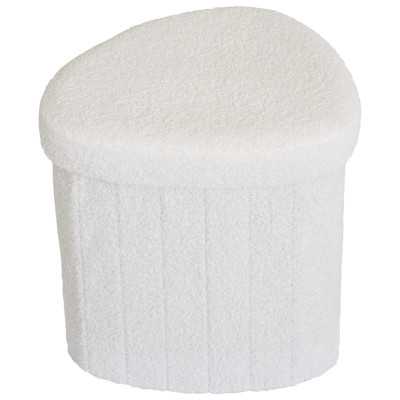MEDI-Pouf en tissu bouclé écru 42,5x36,5 cm