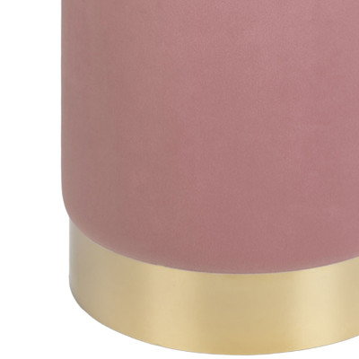 MILLS-Rosa Samtpouf messingfarbener Fuß ø34 cm