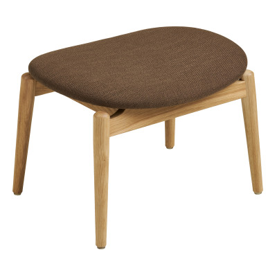 FRIDA-Pouf in rovere naturale e tessuto marrone