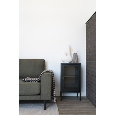 CITY-Mueble de almacenaje 1 puerta de cristal y metal negro 38x70 cm