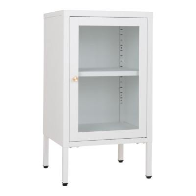 CITY-Mobile contenitore con 1 anta in vetro metallo bianco 38x70 cm