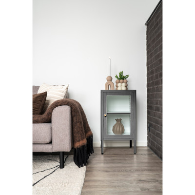 CITY-Mobile contenitore con 1 anta in vetro metallo grigio 38x70 cm