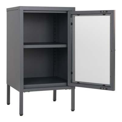 CITY-Mobile contenitore con 1 anta in vetro metallo grigio 38x70 cm