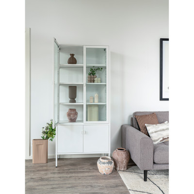 MAINE-Vitrina de acero blanco con 4 puertas de cristal 80x180 cm