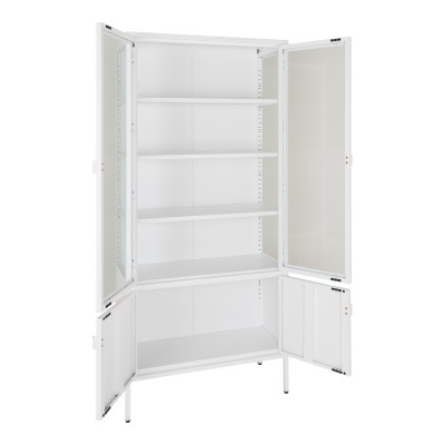 MAINE-Vetrina in acciaio bianco con 4 ante in vetro 80x180 cm