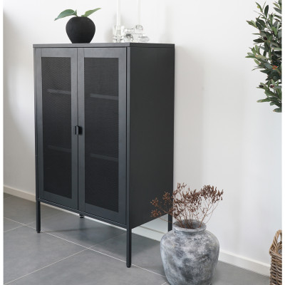 STAK-Rangement 2 portes grillagées en acier noir 80x120 cm