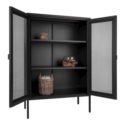 STAK-Mobile contenitore con 2 ante in rete di acciaio nero 80x120 cm