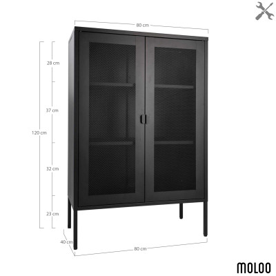 STAK-Aufbewahrungsschrank mit 2 schwarzen Stahlgittertüren 80x120 cm