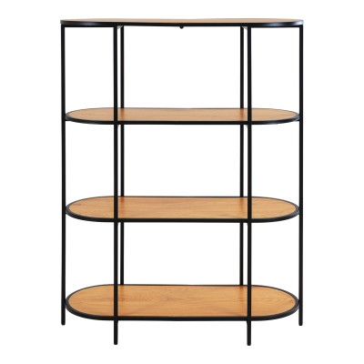 CHIC-Étagère ovale 4 étagères, décor chêne et métal 85x111 cm