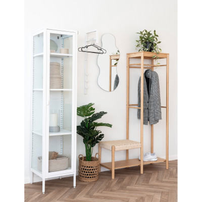 MAINE-Vitrina de acero blanco con una puerta de cristal 40 x 180 cm