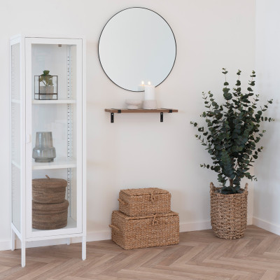 MAINE-Vitrine 1 porte vitrée acier blanc 40x140 cm