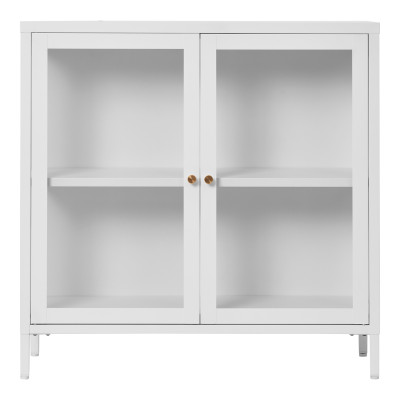 CITY-Mobile contenitore con 2 ante in vetro e metallo bianco 80x80 cm