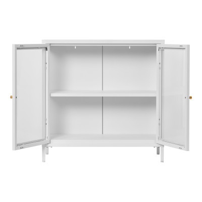 CITY-Mobile contenitore con 2 ante in vetro e metallo bianco 80x80 cm