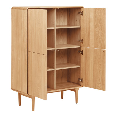 BONA-Vintage 4-türiges Highboard aus Eiche Natur 100 x 140 cm